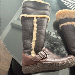 Born brown Shearling Lined Leather Boots